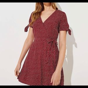 LOFT Dotted Tie Sleeve Skort Romper